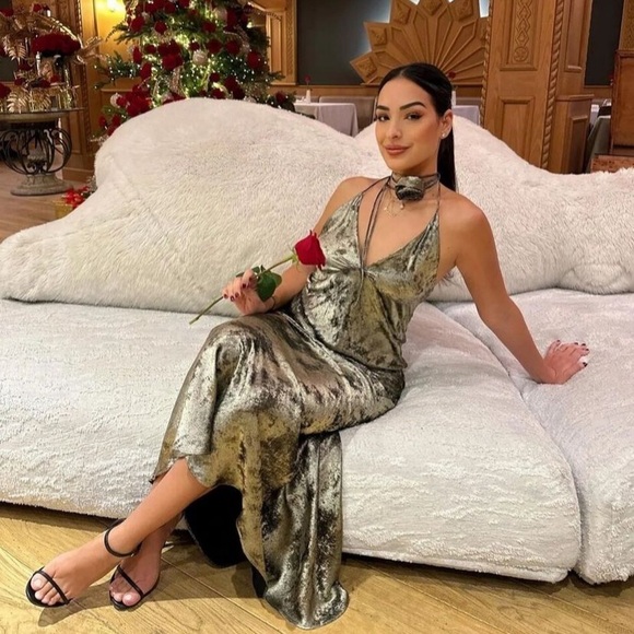 SOLD! ZARA Foil Dress w/Flower - Picture 8 of 12